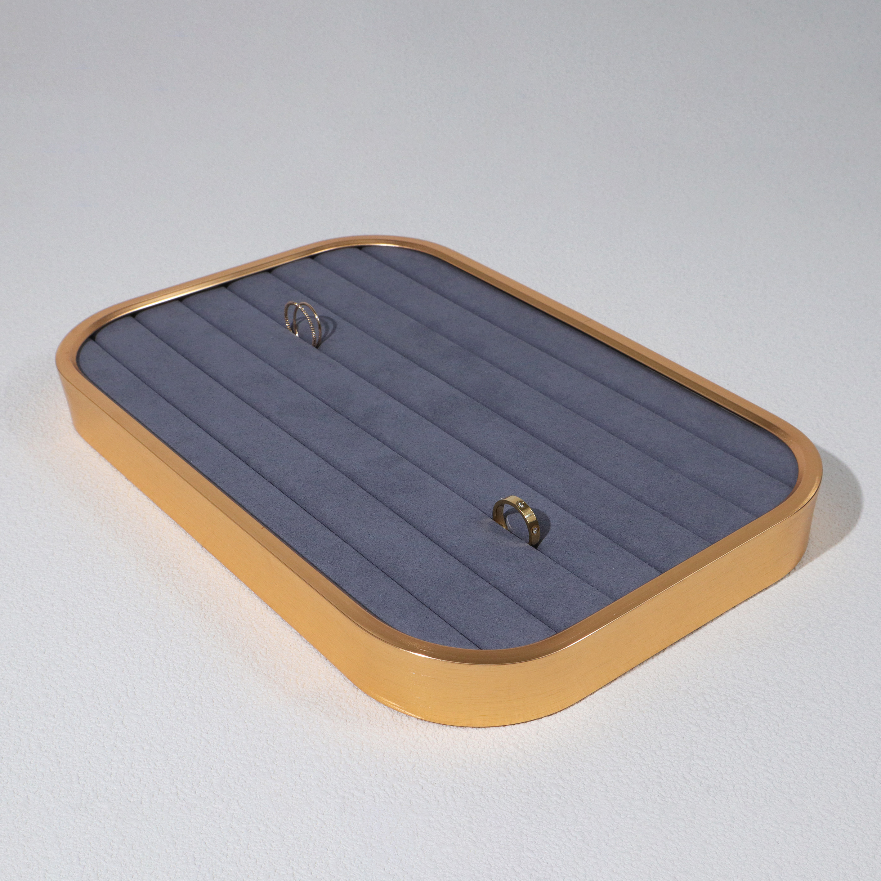 Metal velvet rings jewelry tray minimalism jewelry display tray custom color