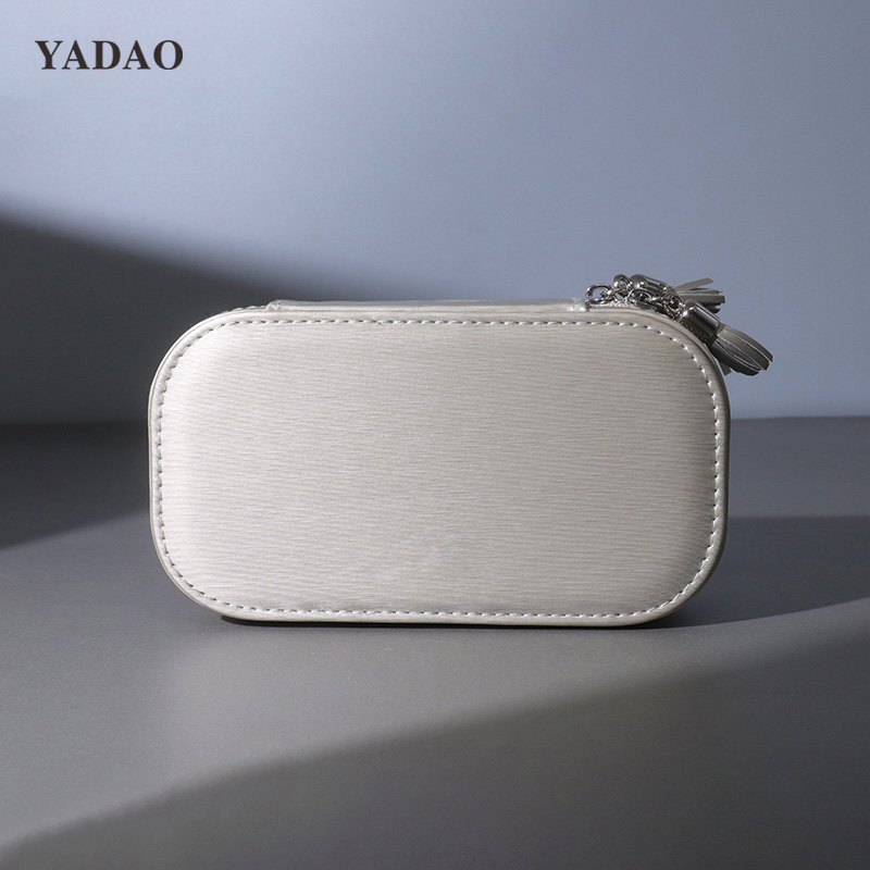 Brown Leather Zipper Jewelry Box Multi-functional jewelry case jewelry pacakging for gift retailer