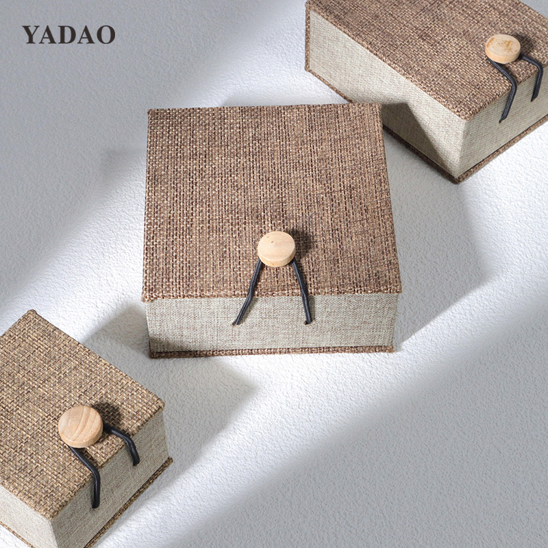 جعبه‌های جواهر پارچه‌ای طناب الاستیک قهوه‌ای، زیبایی‌شناسی سبک یکپارچهسازی با سیستمعامل چین عرضه‌کننده جعبه جواهرات پیشرفته یادائو