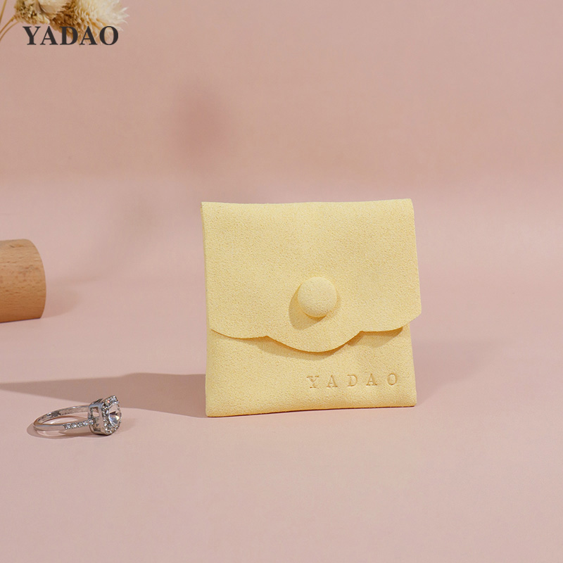 heldergeel, natuurlijk, stijlvol, knop, microvezel, sieraden, verpakking, opslag, mini-zakje, elk formaat, gratis logo