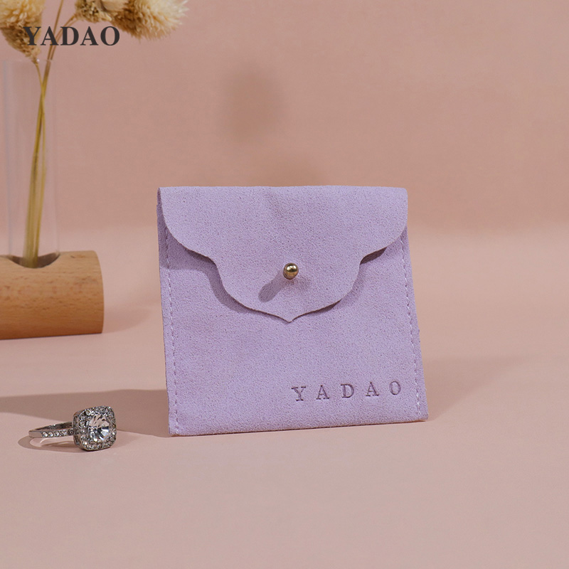 bright yellow natural stylish button microfiber jewelry packaging storage mini pouch bag any size free logo - COPY - id03e2