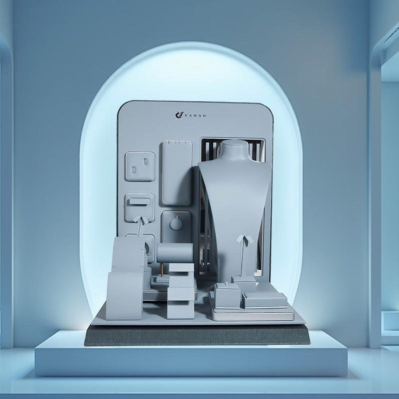 Creative Jewelry Props Premium Leather Earring Necklace Organizer Window Counter Display - COPY - o2sp5w