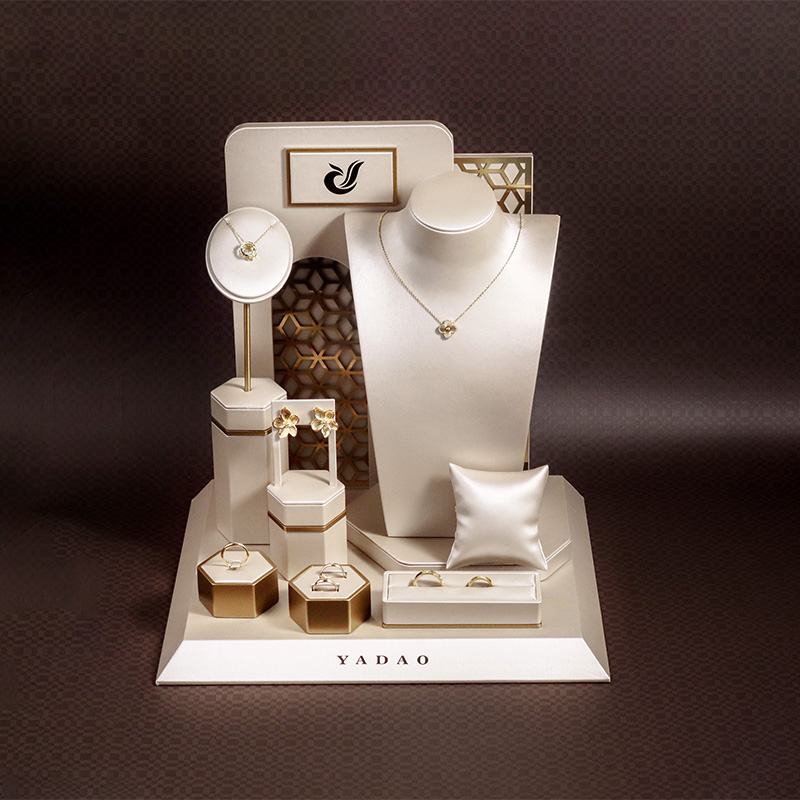 금속 텍스처 샴페인 골드 가죽 보석 전시장 전시 상점 디스플레이 소품 세트