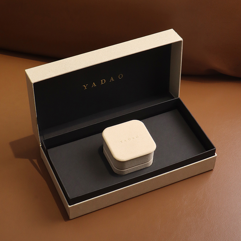 Anel personalizado caixa de jóias com diamante protetor de tesouro caixa de papel de embalagem externa