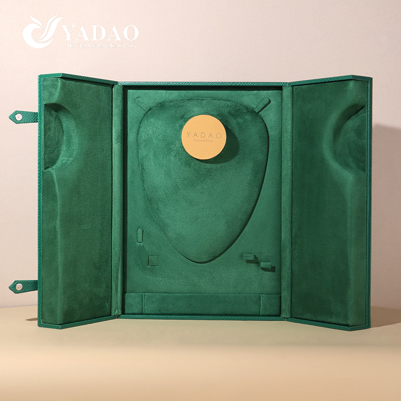 Premium dubbele deur edelsteen groene sieradenverpakking voor luxe diamantmarkt in het Midden-Oosten