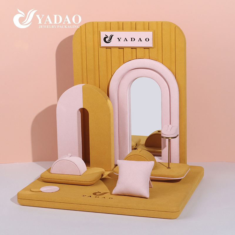 Metal texture Champagne gold leather jewelry exhibition shop display props set - COPY - hfeiuc