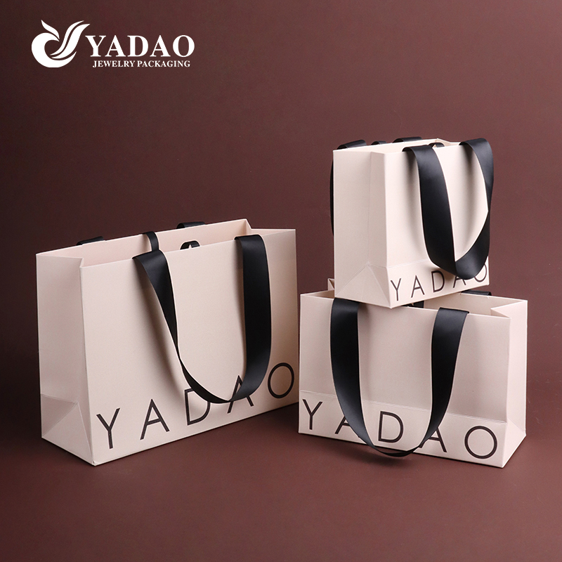 Premium customizable glitter special paper bag ribbon handle for perfume jewelry businesses