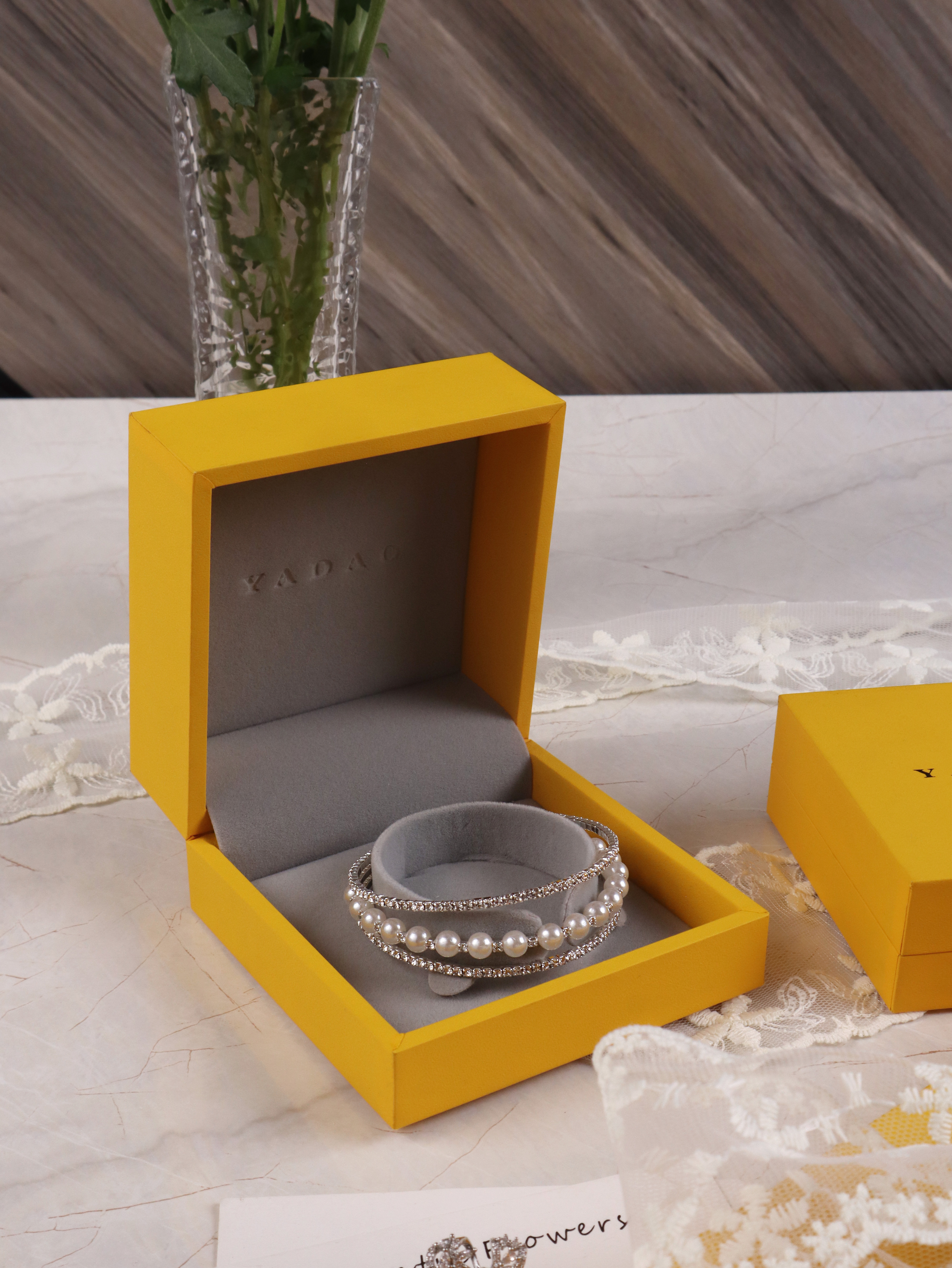 Premium Yellow Drawer Jewelry Box Custom logo for Ring Necklace Bracelet Earring Wholesale