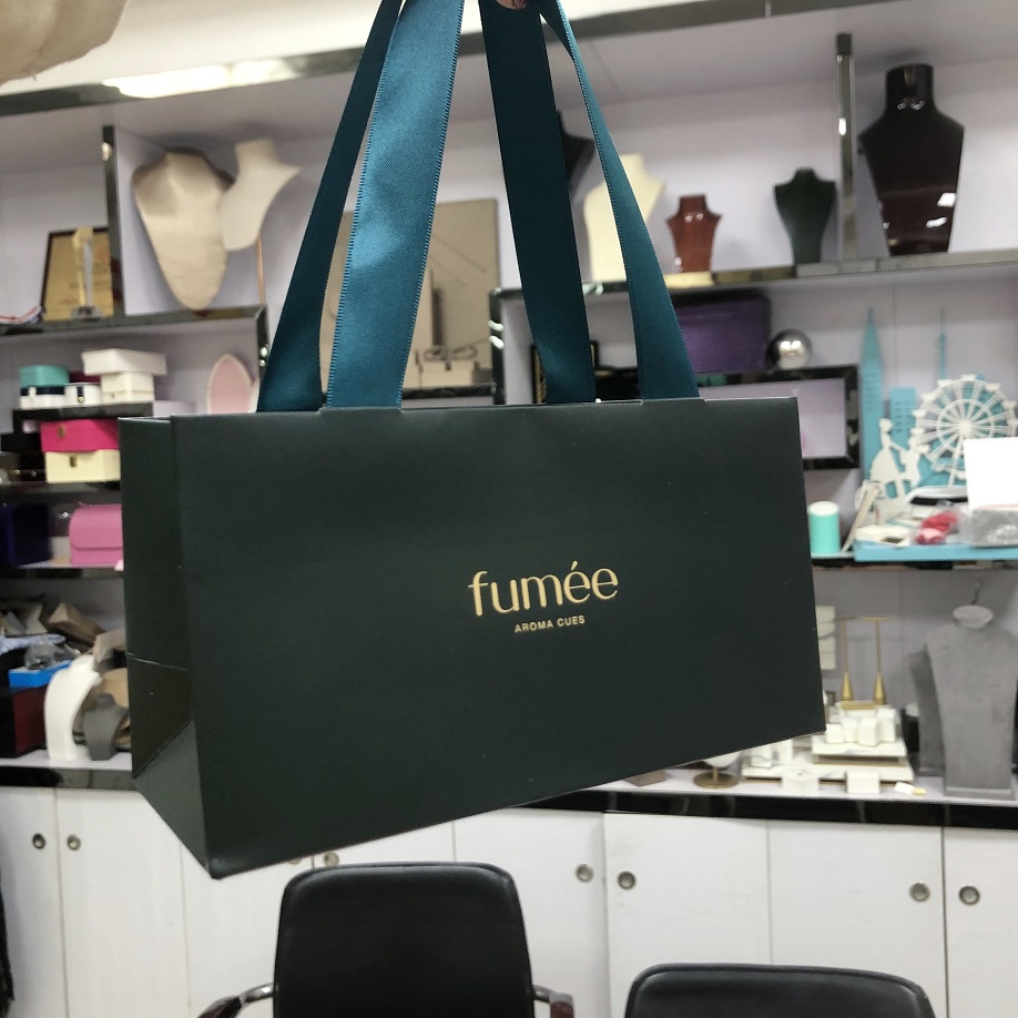 Yadao Zelený tisk papírový sáček s rukojeť stuha