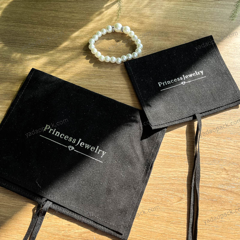 bolsa de microfibra topsale con tapa plana y cordón