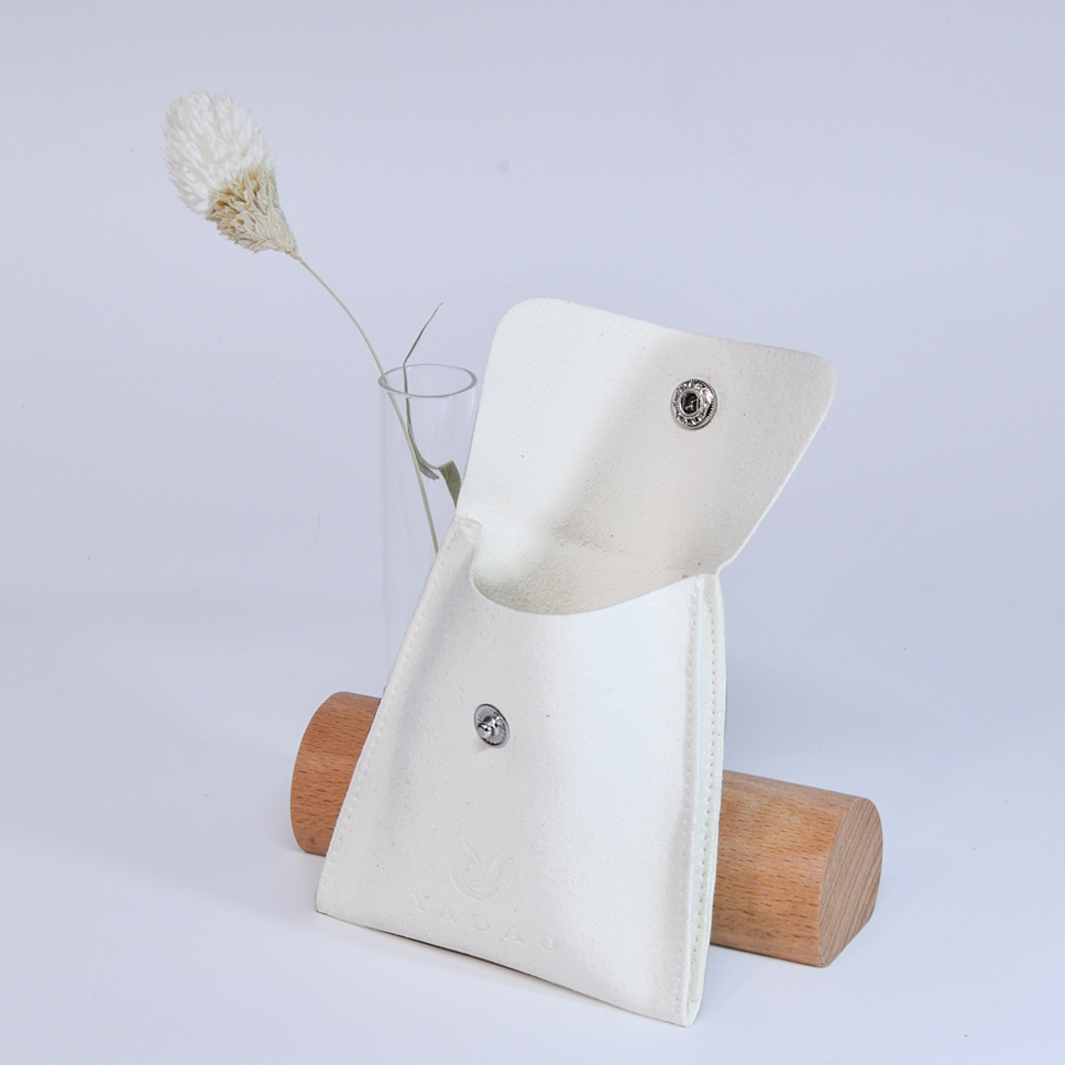 classical snap microfiber pouch in square shape