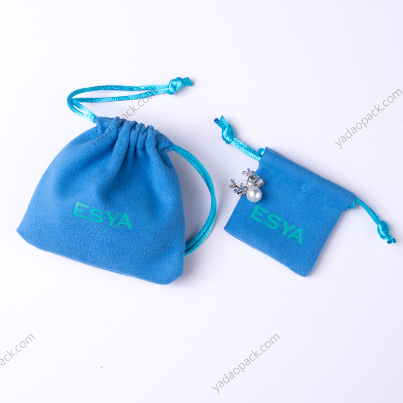 bolsa de embalaje de joyería azul agua en estilo draestring