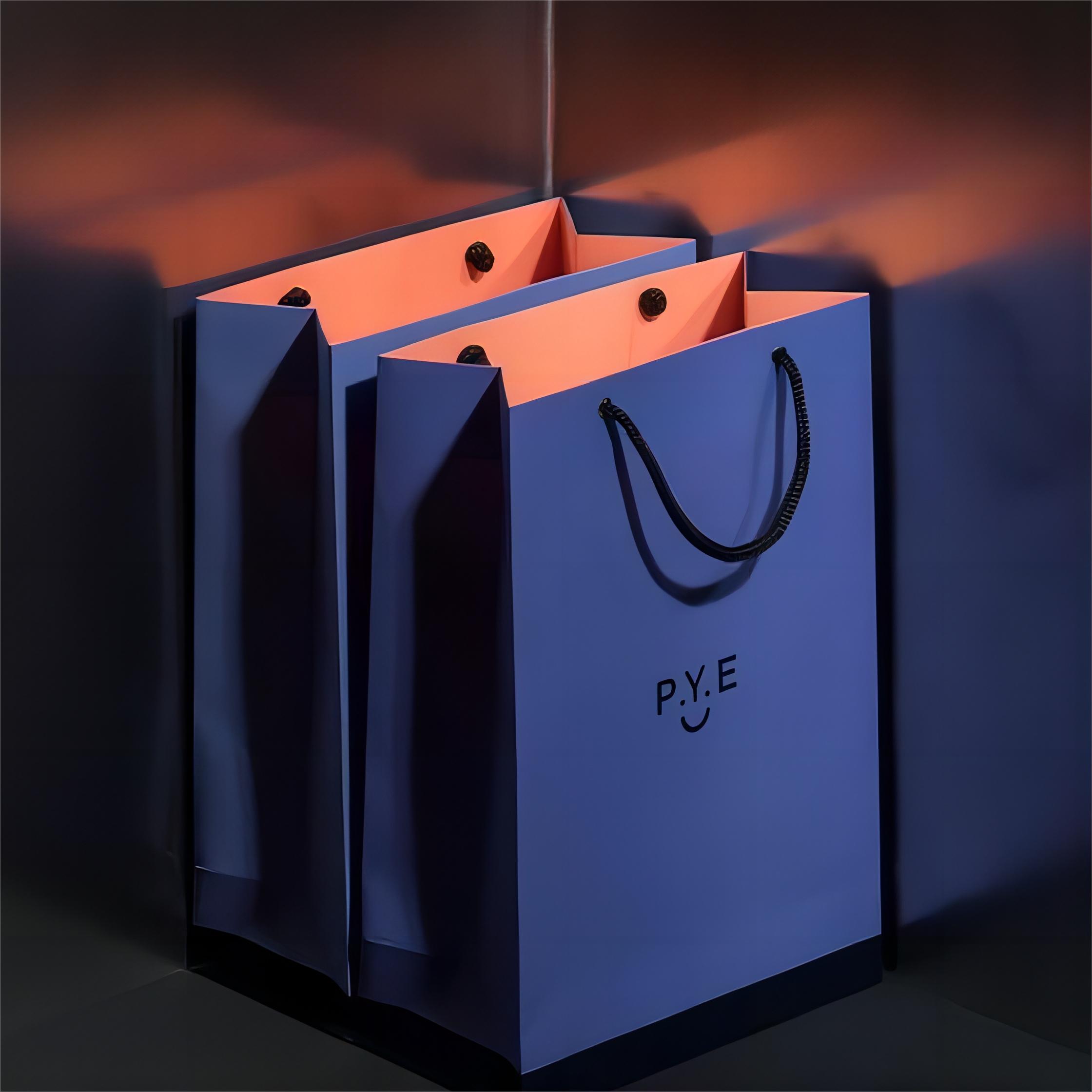 Sac en papier double face avec poignée en corde