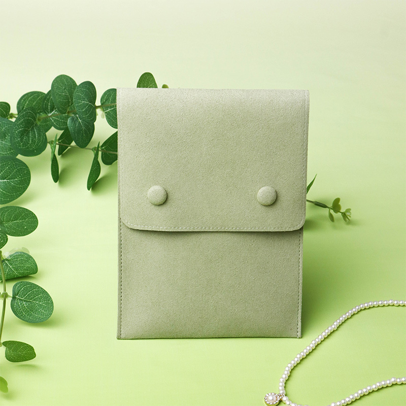 ミルクグリーンマイクロファイバースナップジュエリーパッケージングポーチバッグ