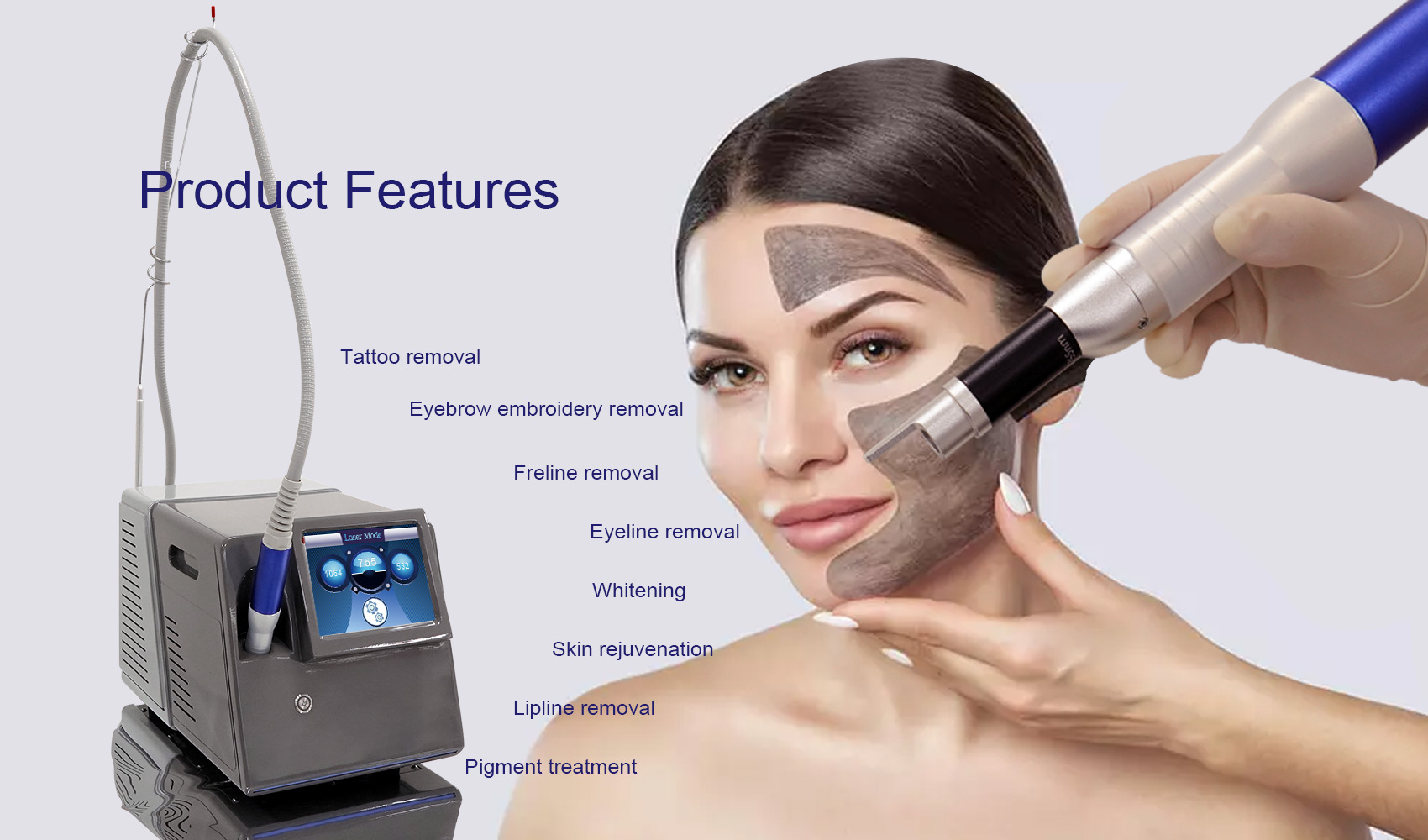 Máquina de remoção de tatuagem acessível globalmente máquina portátil de remoção de tatuagem de picosegundo com sistema de remoção de tatuagem de 5 cabeças