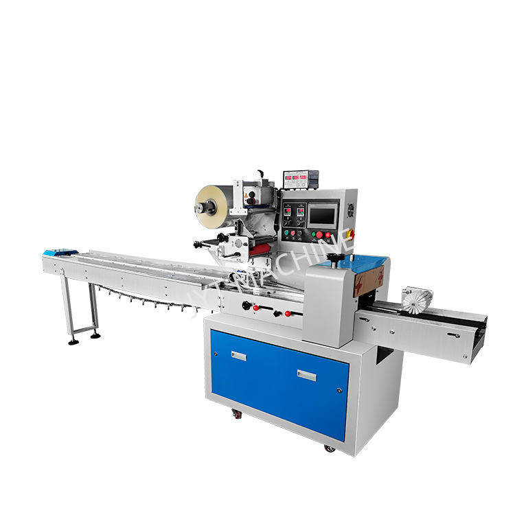 Horizontale Kissenbeutel-Croissant-Burger-Brötchen-Verpackungsmaschine mit automatischem Durchfluss