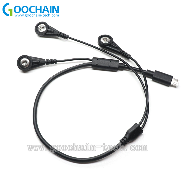 الصين Micro USB ECG كابل إلى 4.0mm الإناث ECG المفاجئة زر الرصاص الأسلاك الصانع