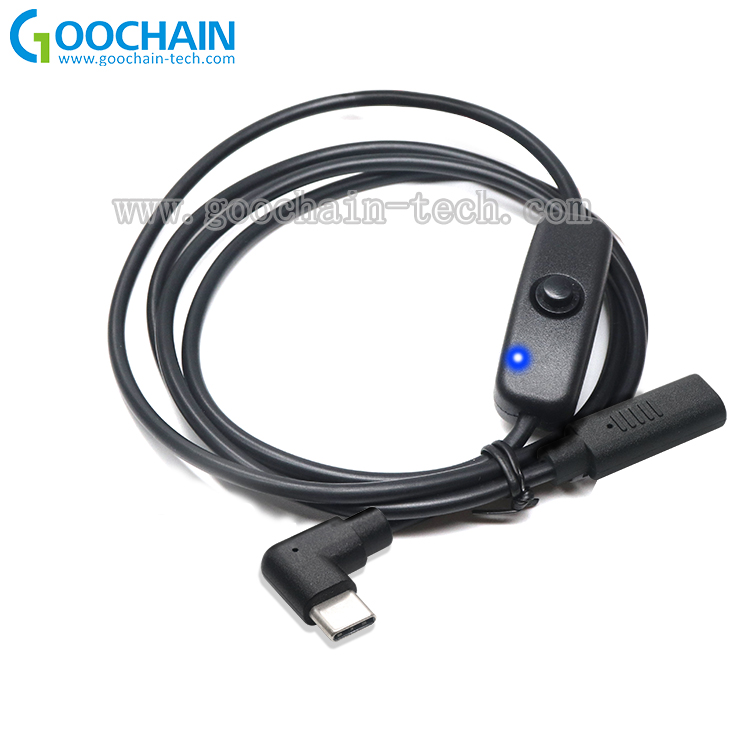 China Custom 90 degree USB 3.1 Type C extension cable with led indicator on off switch manufacturer