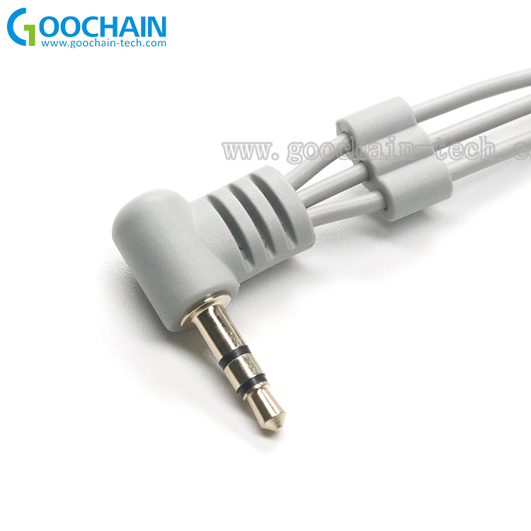 China Custom tens ems lead wires,3.5mm plug to 3 2.0mm pin tens electrode cable manufacturer