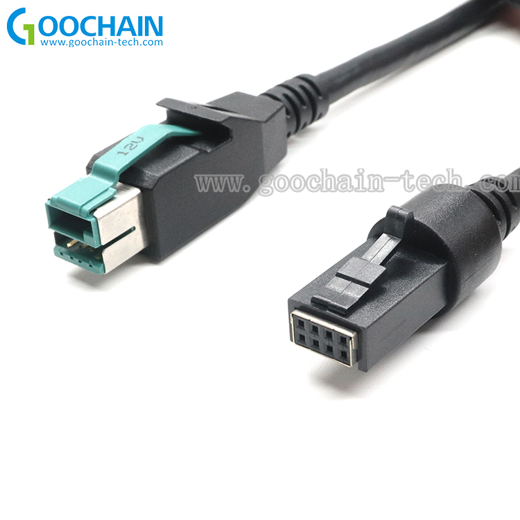 الصين مخصص 12V إلى كابل Poweredusb 2x4p للطابعة NCR الصانع