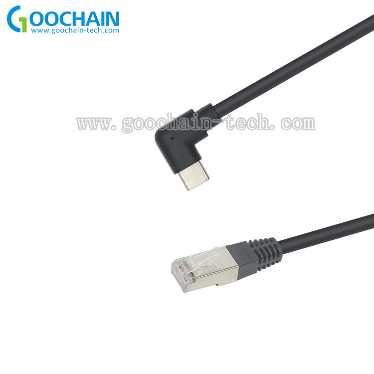 الصين مخصص 90 درجة usb نوع C إلى كابل Ethernet 8P8C الصانع