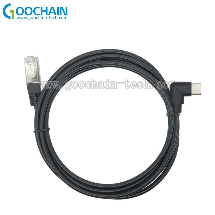 الصين مخصص 90 درجة usb نوع C إلى كابل Ethernet 8P8C الصانع