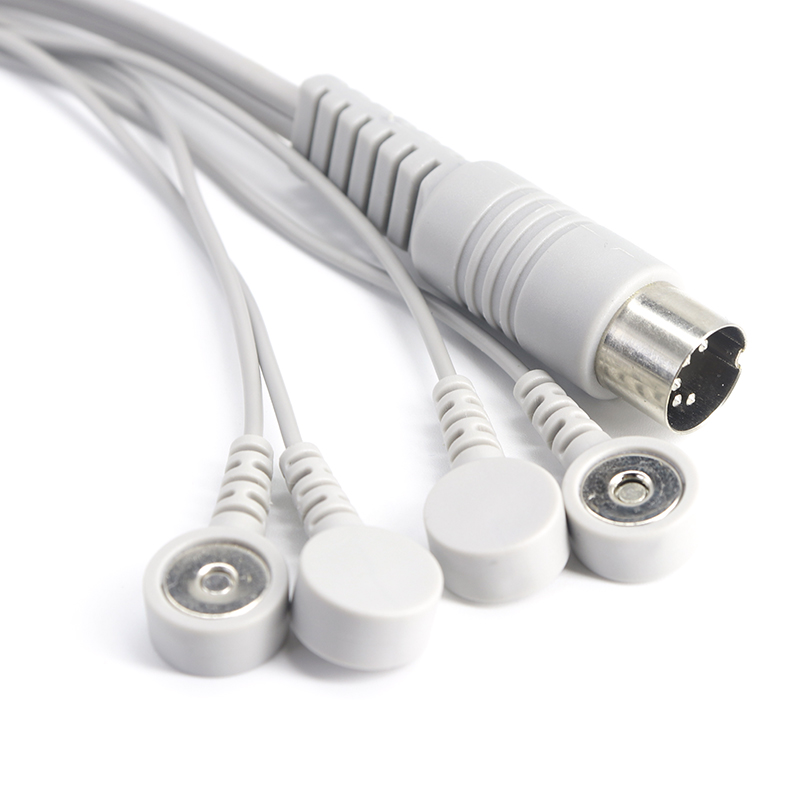 الصين 5pin Din المفاجئة نوع المغناطيسي ECG EMG EKG كابل سلك الرصاص لقناع وجه القطب ومنصات القطب الصانع