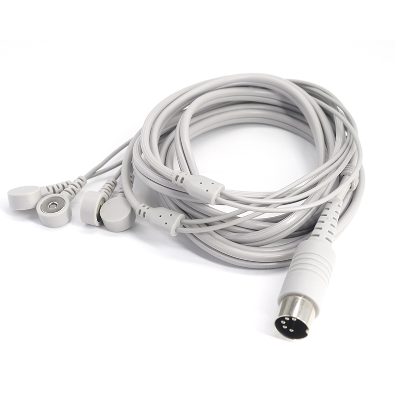 الصين 5pin Din المفاجئة نوع المغناطيسي ECG EMG EKG كابل سلك الرصاص لقناع وجه القطب ومنصات القطب الصانع