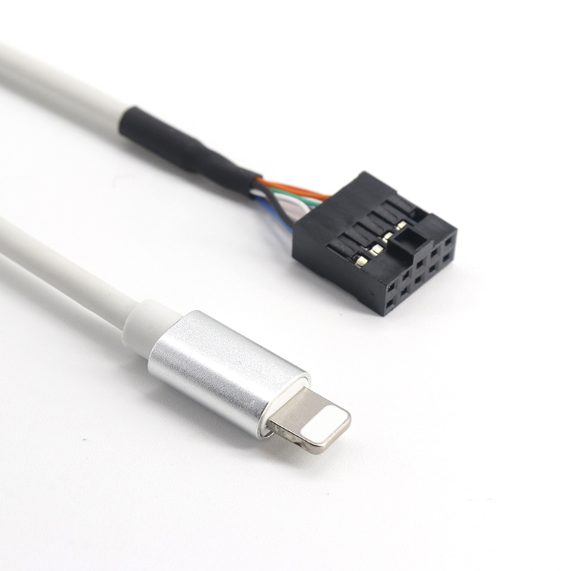 China Apple lightning 8 pin usb male to dupont 2.54mm 2x5pin 10 pin header cable manufacturer