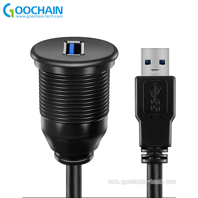 中国 USB 3.0 防水螺丝面板安装仪表板冲洗延长电缆，适用于汽车、船、摩托车、卡车仪表板 制造商
