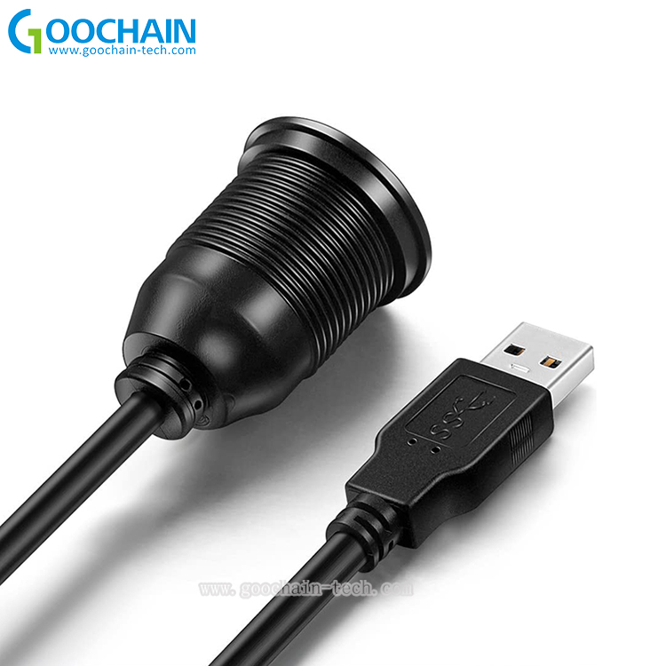 中国 USB 3.0 防水螺丝面板安装仪表板冲洗延长电缆，适用于汽车、船、摩托车、卡车仪表板 制造商