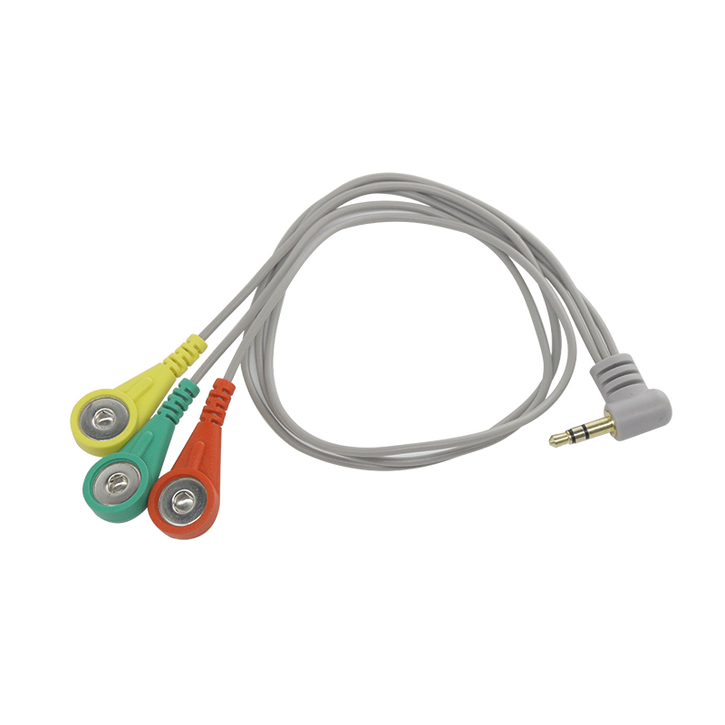 Cina Cavo a scatto femmina ECG ECG EMG EMG a 3 derivazioni personalizzato con jack audio stereo da 3,5 mm fabbrica in Cina produttore