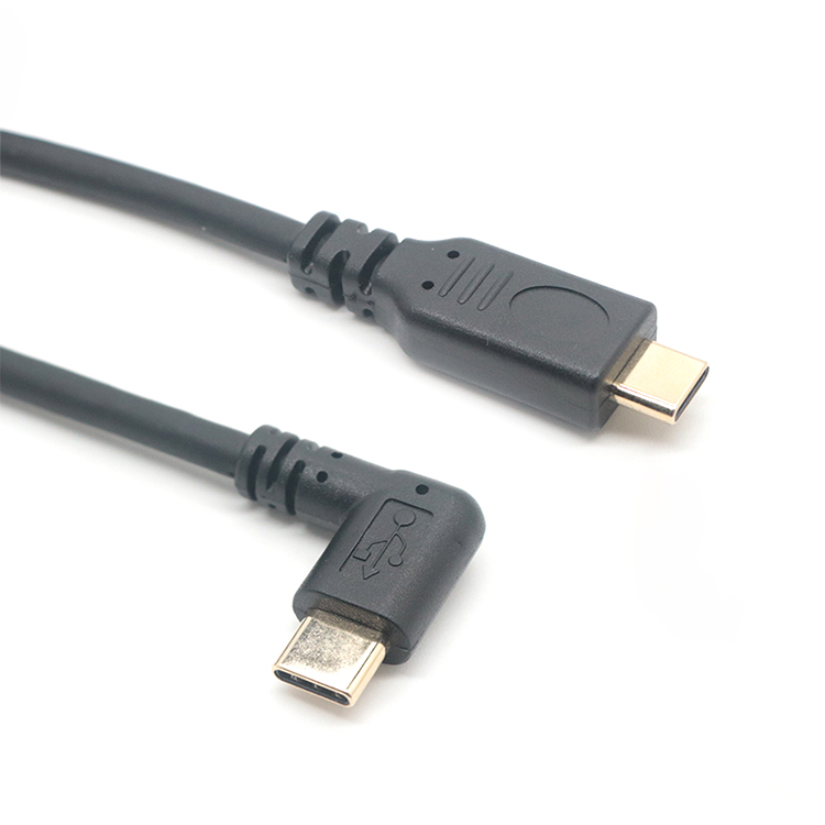 الصين USB 3.1 من النوع C إلى 90 درجة من نوع AngledType C ذكر نقل البيانات كابل شحن للكمبيوتر اللوحي الصانع