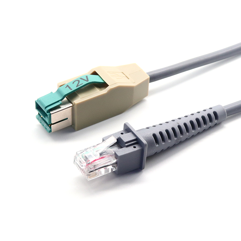 RJ50 10P10C TPUW からパワード USB 12V スキャナー ケーブル、DATALOGIC Gryphon スキャナー用