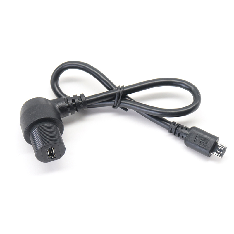 porcelana Cable de descarga de salpicadero de extensión de montaje Micro USB en ángulo recto para coche, barco, motocicleta, salpicadero de camión fabricante
