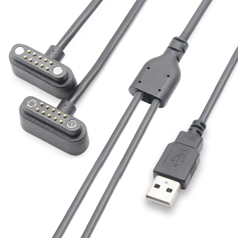 中国 分线器 USB A 公头转双 10pin 磁性 pogo pin 电缆 弹簧加载 pogo pin 电缆组件工厂 制造商