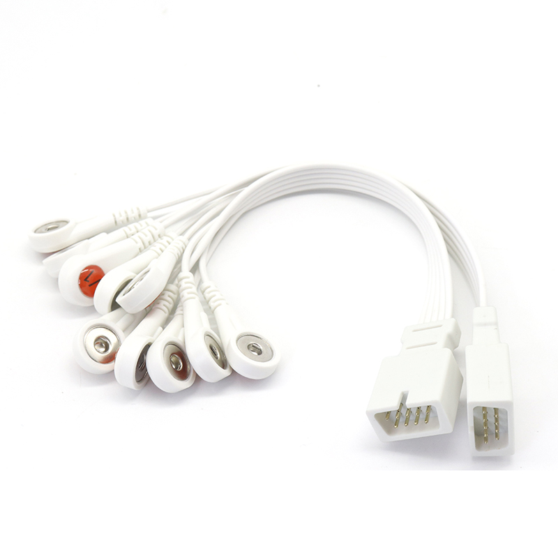 الصين كابل التوصيل DB9 ECG EKG EMG 5 وسلك الرصاص الكهربائي لـ MEK MP1000 / MP600 / MP500 مع مشبك AHA / IEC / Snap / Clip / Vet الصانع