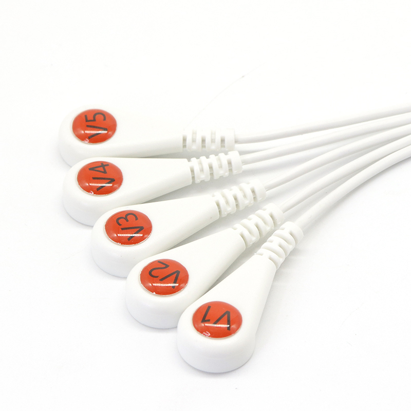 الصين كابل التوصيل DB9 ECG EKG EMG 5 وسلك الرصاص الكهربائي لـ MEK MP1000 / MP600 / MP500 مع مشبك AHA / IEC / Snap / Clip / Vet الصانع