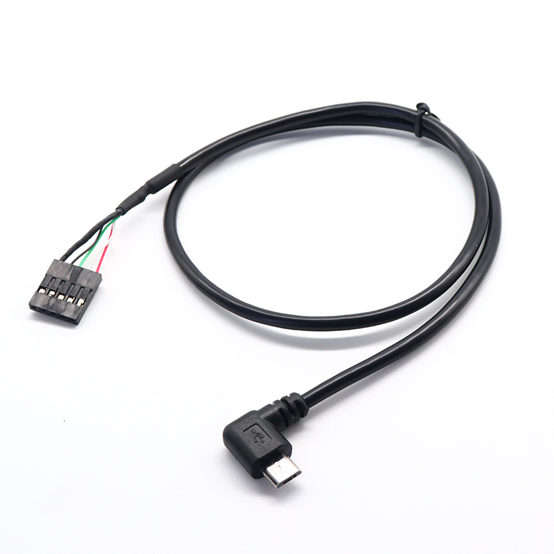 الصين 90 درجة زاوية يمين / يسار مايكرو USB 5 دبوس ذكر إلى كابل 2.54 مللي متر رأس اللوحة الأم أنثى الصانع