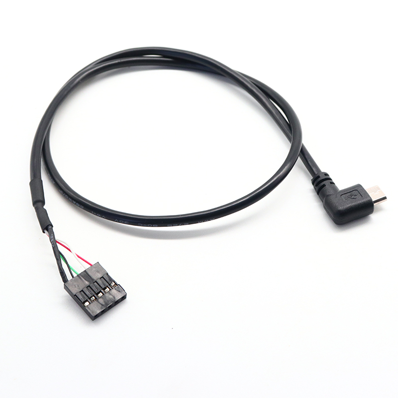 الصين 90 درجة زاوية يمين / يسار مايكرو USB 5 دبوس ذكر إلى كابل 2.54 مللي متر رأس اللوحة الأم أنثى الصانع