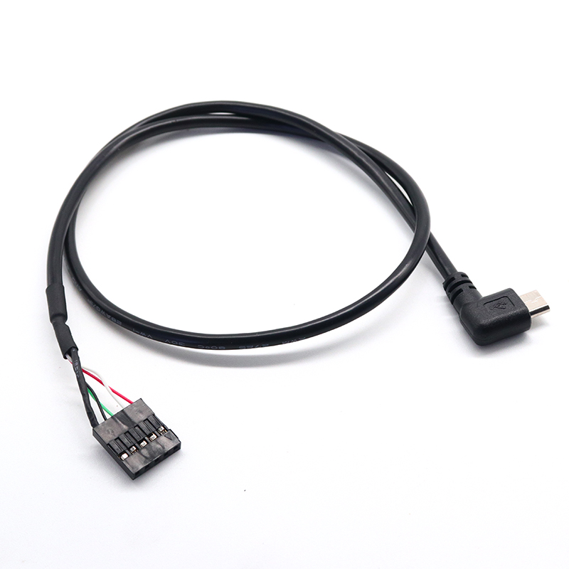 الصين 90 درجة زاوية يمين / يسار مايكرو USB 5 دبوس ذكر إلى كابل 2.54 مللي متر رأس اللوحة الأم أنثى الصانع