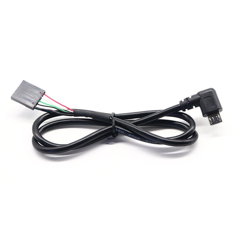 الصين 90 درجة زاوية يمين / يسار مايكرو USB 5 دبوس ذكر إلى كابل 2.54 مللي متر رأس اللوحة الأم أنثى الصانع