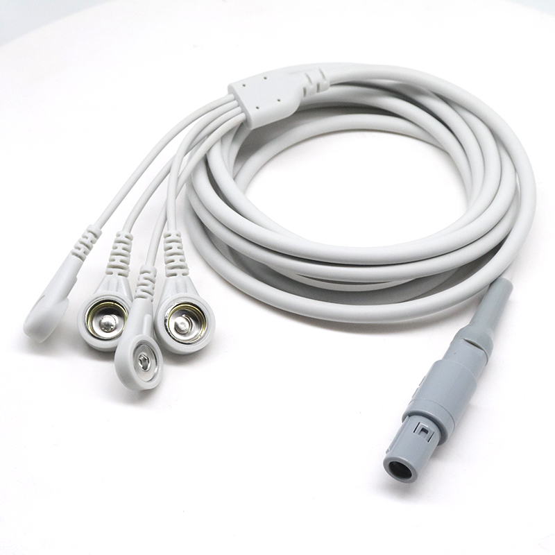 中国 4Pin lemo 医疗电缆到 3.9mm 10.0mm ecg eeg ekg emg 电缆引线用于硅胶电极垫 制造商