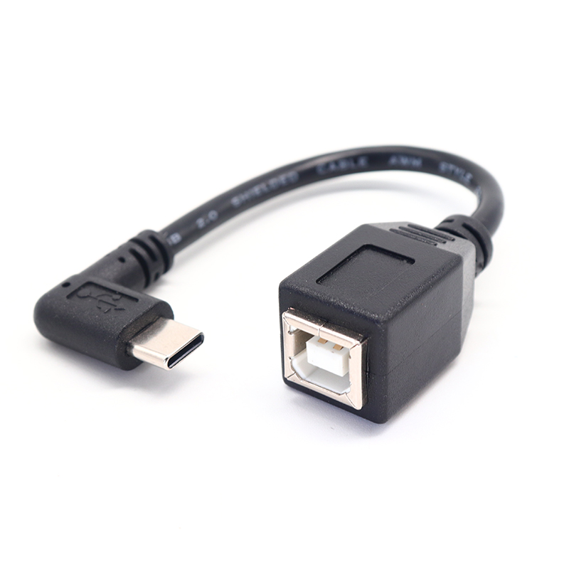 China 90 graden rechte hoek USB Type C male naar USB B Female adapter printerkabel fabrikant