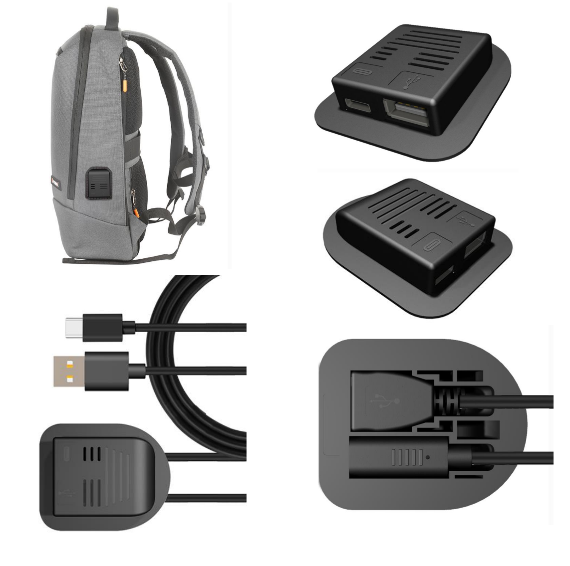 Zaino antifurto Cavo dati guscio USB esterno 2 in 1 Cavo di prolunga USB tipo C per ricarica rapida per accessori per borsa a tracolla e valigia