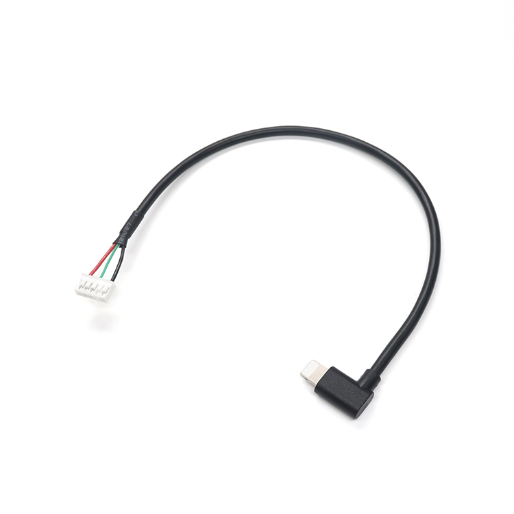 Spina maschio Lightning a 90 gomiti personalizzata a connettore terminale a 5 pin Cavo Molex filo femmina con alloggiamento in gomma