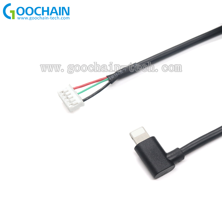 中国 定制 90 弯头闪电公插头转 5 针端子连接器母线 Molex 电缆带橡胶外壳 制造商