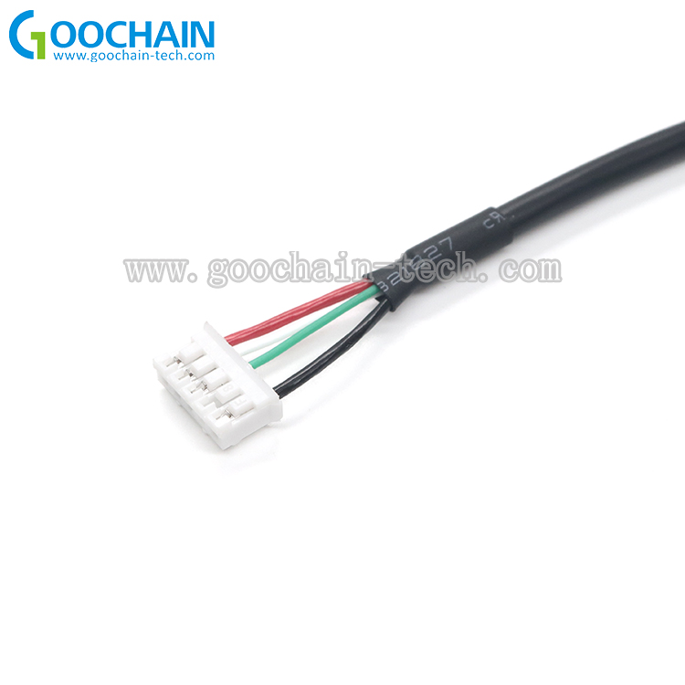 中国 定制 90 弯头闪电公插头转 5 针端子连接器母线 Molex 电缆带橡胶外壳 制造商