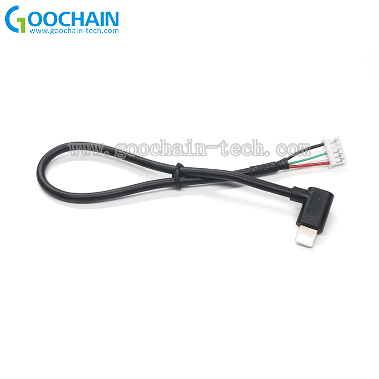 中国 定制 90 弯头闪电公插头转 5 针端子连接器母线 Molex 电缆带橡胶外壳 制造商