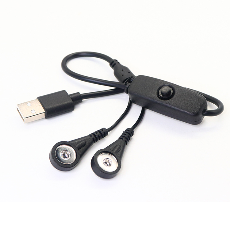 الصين USB C أنثى إلى 2 يؤدي 3.5 مللي متر أنثى مغناطيسي ECG EEG EKG EMG Snap مع مفتاح زر تشغيل / إيقاف الصانع